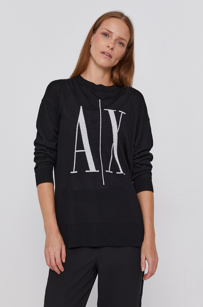 Armani Exchange Pulover Femei, Culoarea Negru, Light