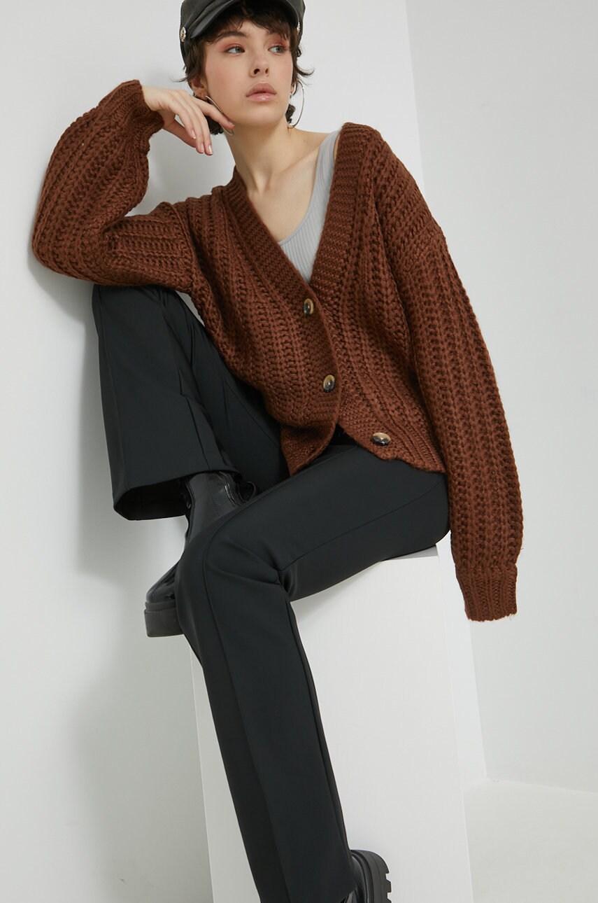 Noisy may cardigan femei, culoarea maro, călduros