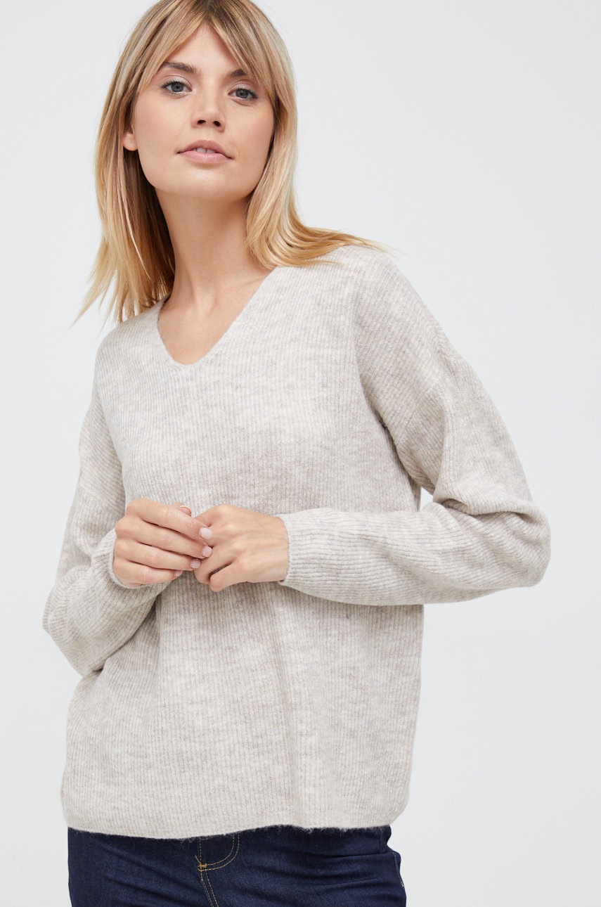 

Пуловер Vero Moda дамски в бежово от лека материя, Бежов
