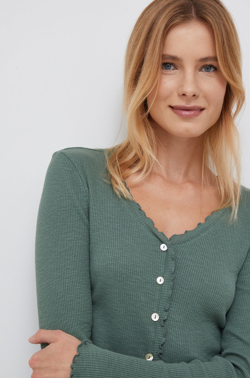 

Хлопковый лонгслив Vero Moda женский цвет зелёный