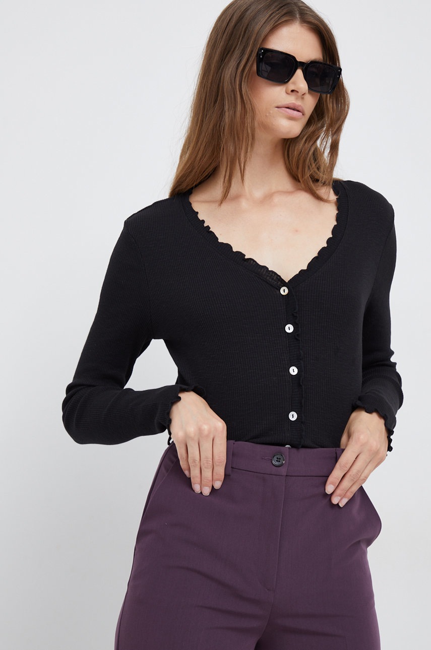 

Бавовняний лонгслів Vero Moda жіночий колір чорний
