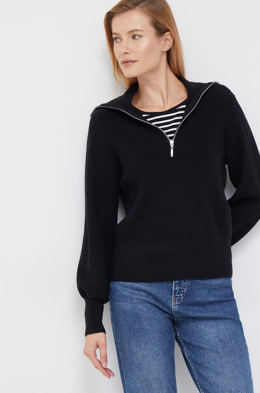 Y.a.s pulover femei, culoarea negru, light, cu guler