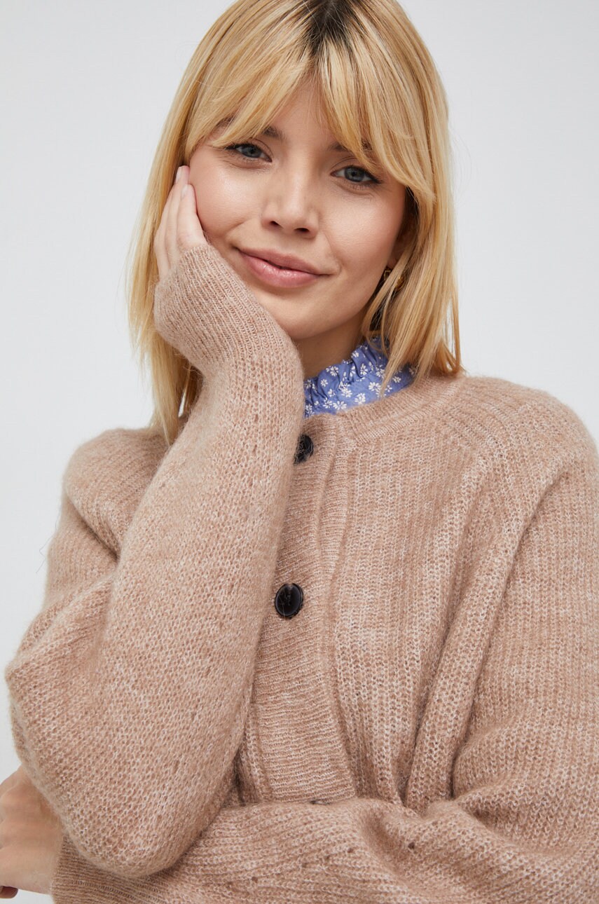 Selected femme cardigan din lana femei, culoarea maro, light