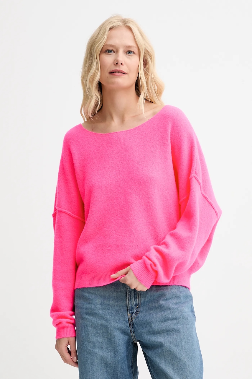 American Vintage pulover din amestec de lână PULL ML COL BATEAU culoarea roz, light, DAM225