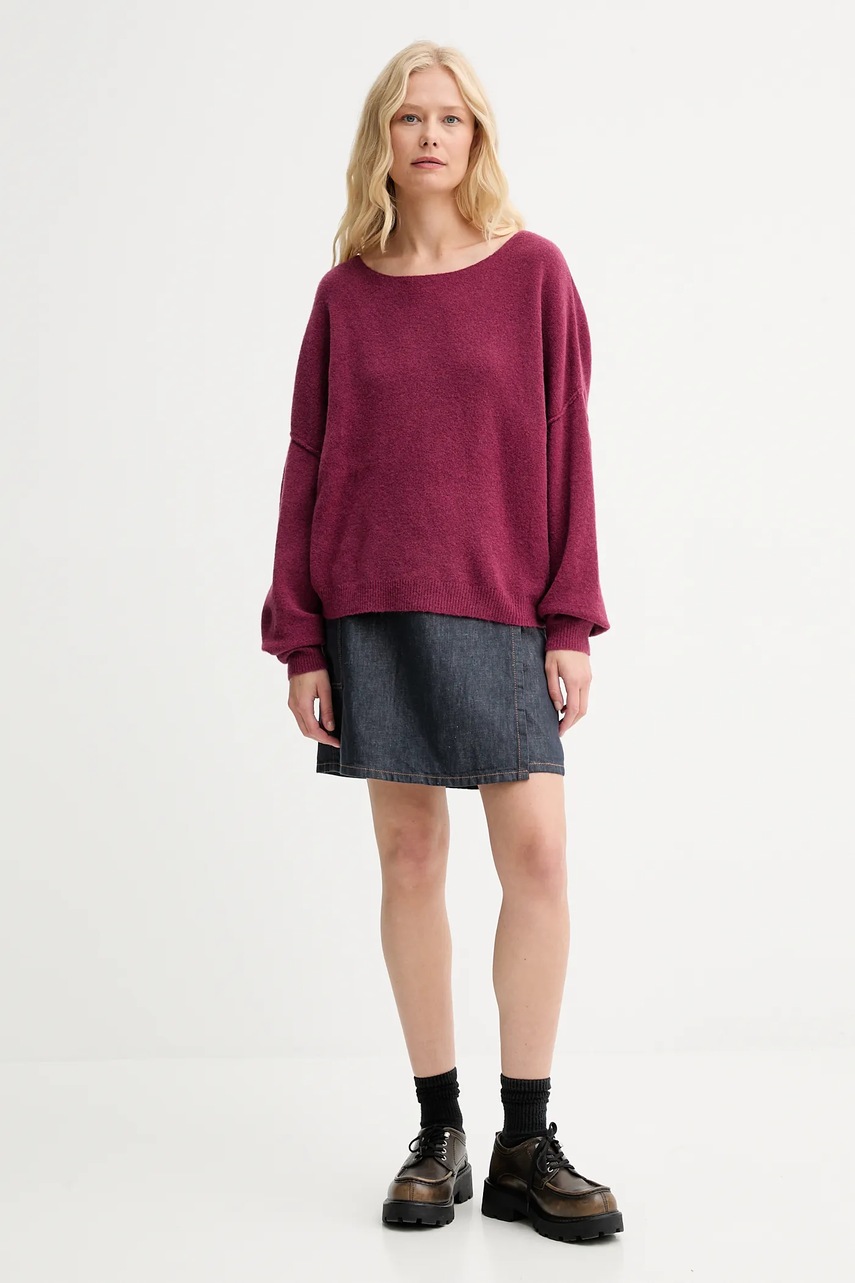 Свитер с примесью шерсти American Vintage PULL ML COL BATEAU цвет розовый лёгкий DAM225