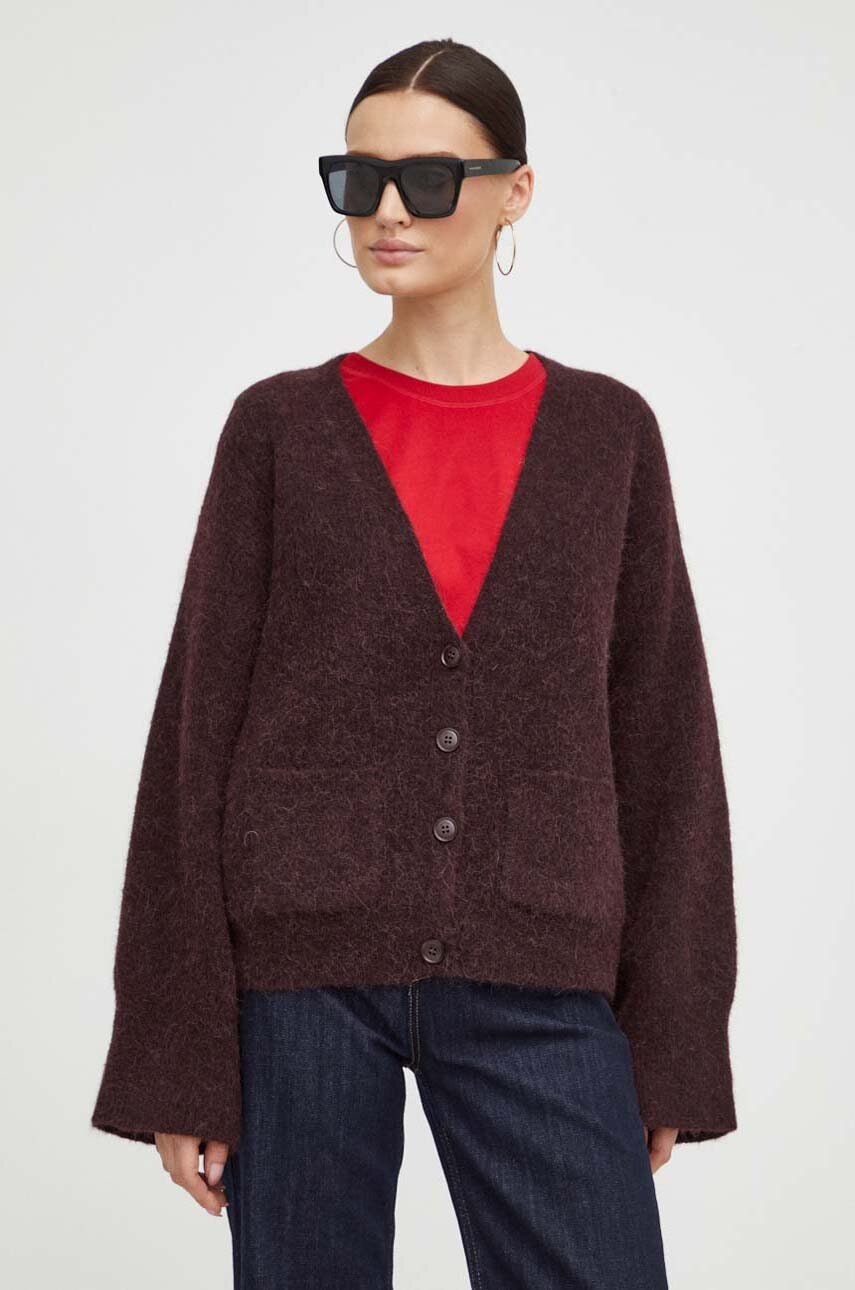 Gestuz cardigan din lana culoarea bordo, light