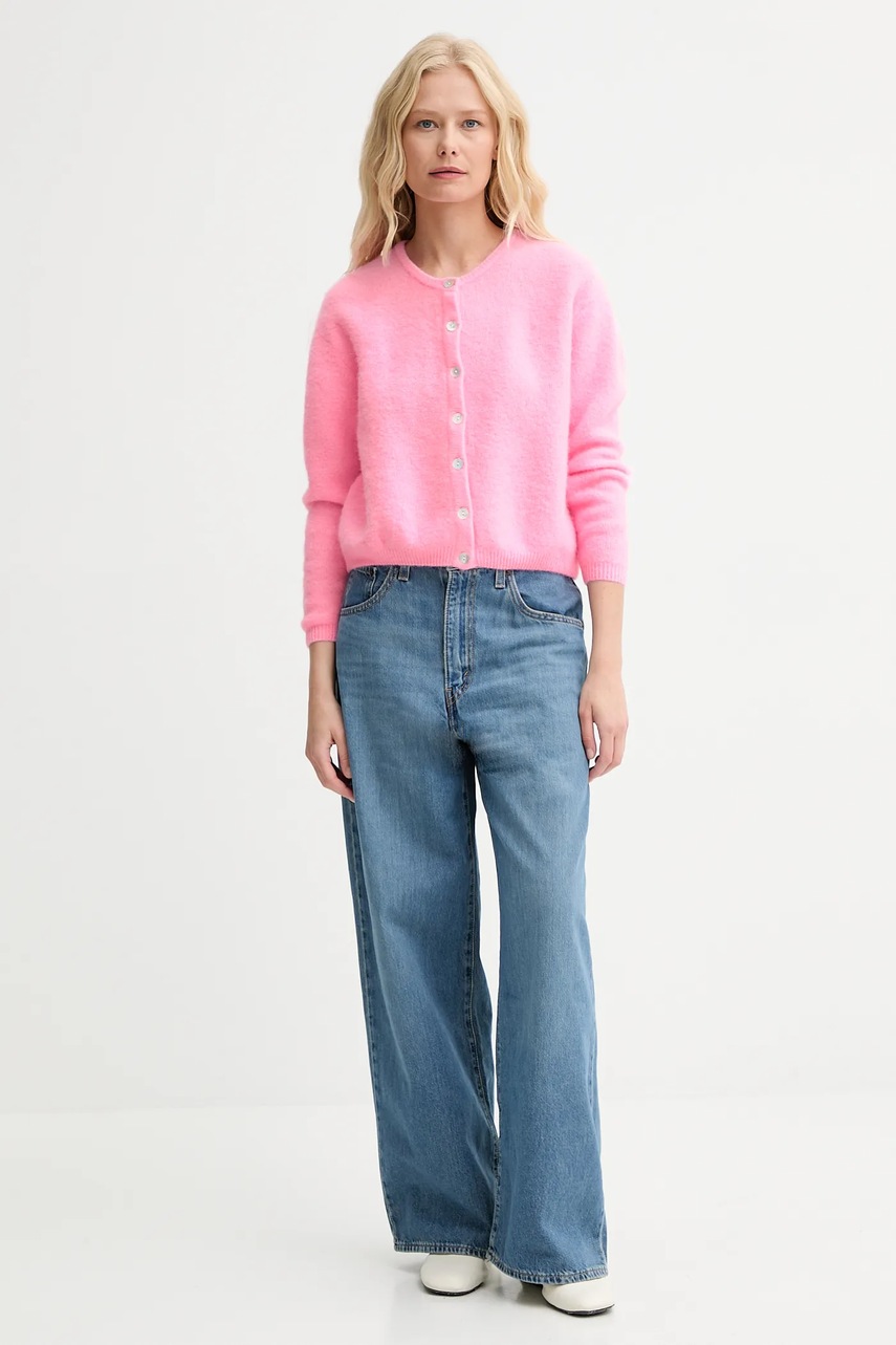 Шерстяной кардиган American Vintage GILET ML COL ROND цвет серый VITO19E