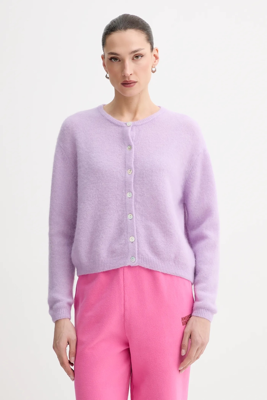 American Vintage cardigan din amestec de lână GILET ML COL ROND