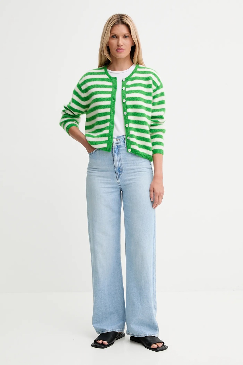 Кардиган с примесью шерсти American Vintage GILET ML COL ROND цвет зелёный VITO19E