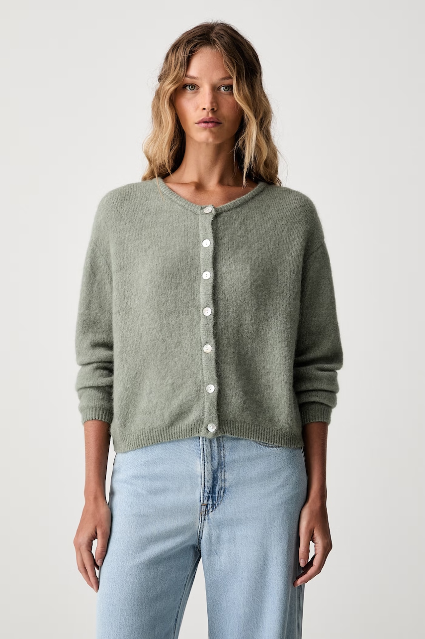 American Vintage cardigan pentru femei cu lână GILET ML COL ROND