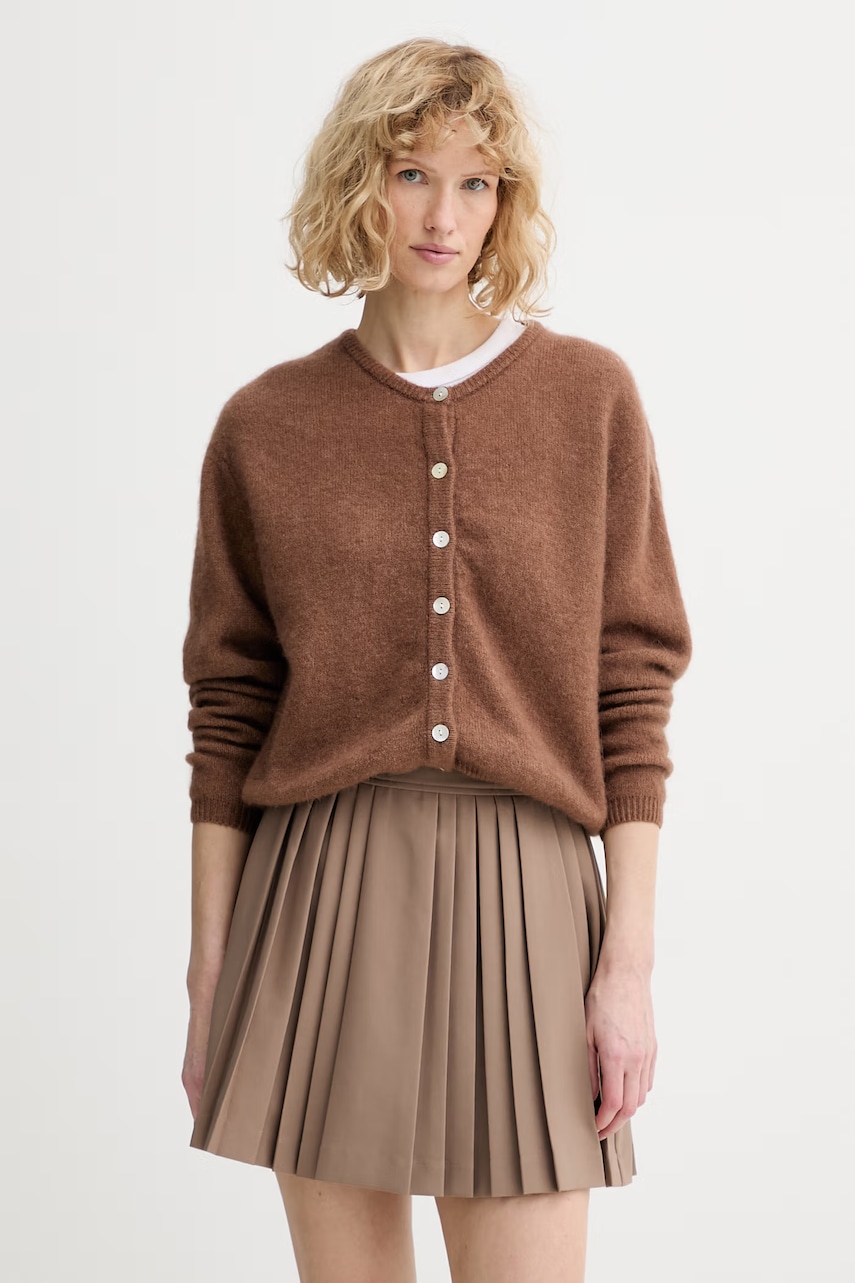 American Vintage cardigan din amestec de lână GILET ML COL ROND