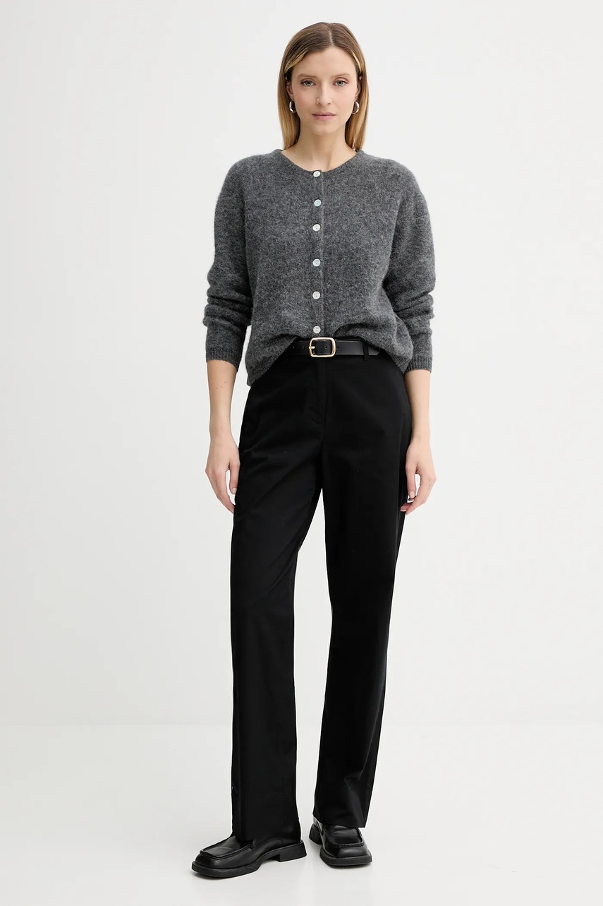 Шерстяной кардиган American Vintage GILET ML COL ROND цвет серый VITO19E