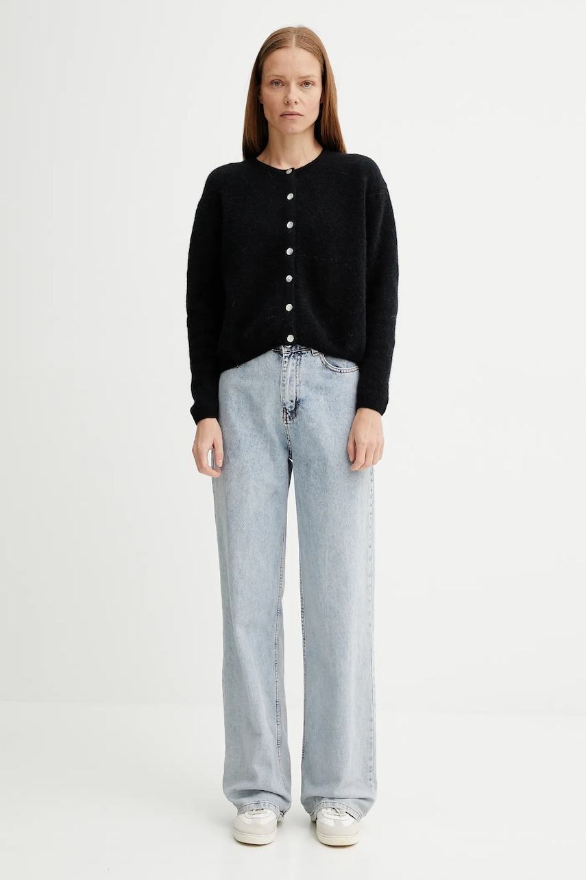 Шерстяной кардиган American Vintage GILET ML COL ROND цвет серый VITO19E