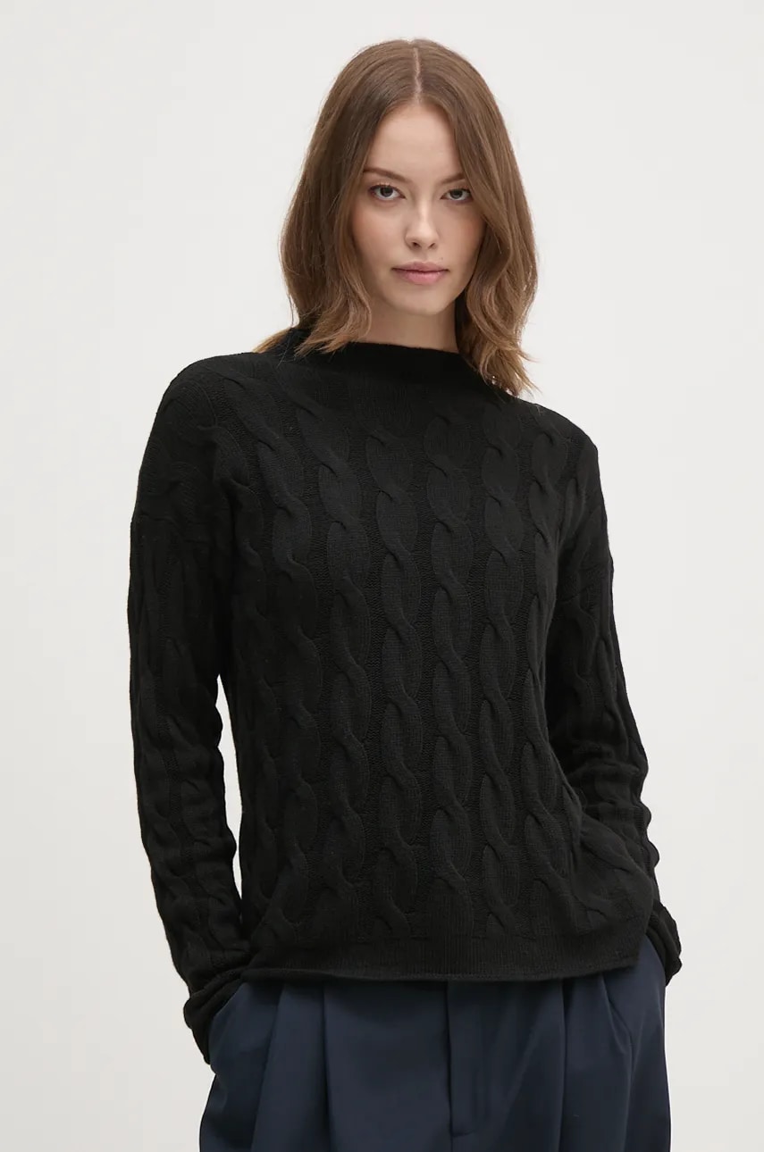 United Colors of Benetton pulover din amestec de lana femei, culoarea negru, 1335D2467 United Colors of Benetton pulover din amestec de lana femei, culoarea negru, 1335D2467