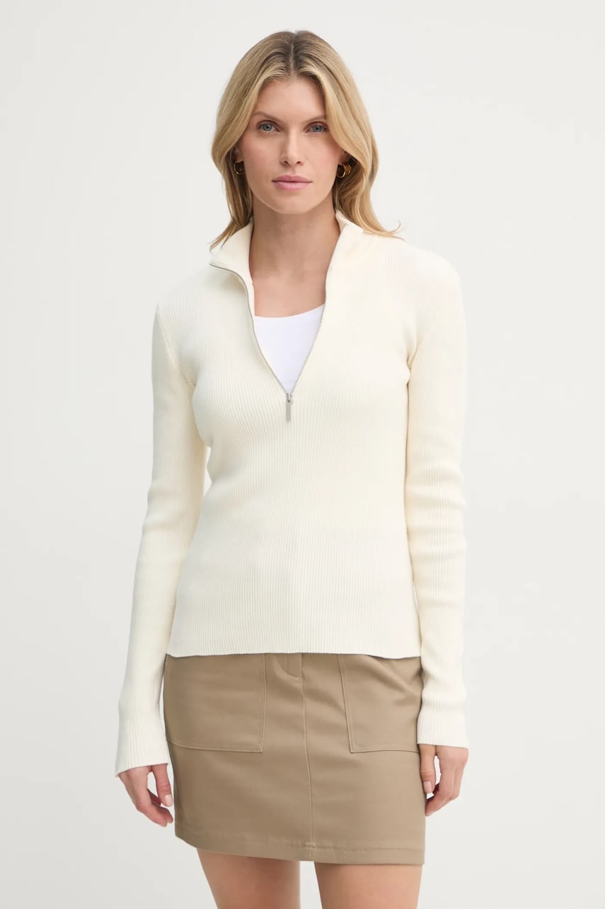 Gestuz pulover femei, culoarea bej, light, cu turtleneck, 10909819 Gestuz pulover femei, culoarea bej, light, cu turtleneck, 10909819