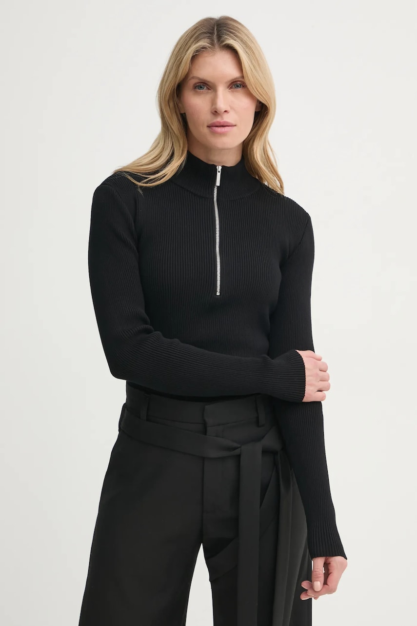 Gestuz pulover femei, culoarea negru, light, cu turtleneck, 10909819 Gestuz pulover femei, culoarea negru, light, cu turtleneck, 10909819