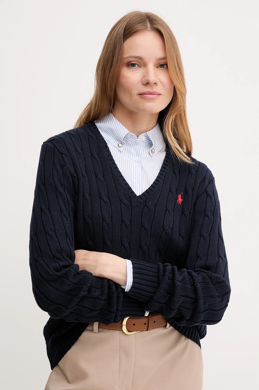 Polo Ralph Lauren sweter damski bawełniany granatowy 211971870