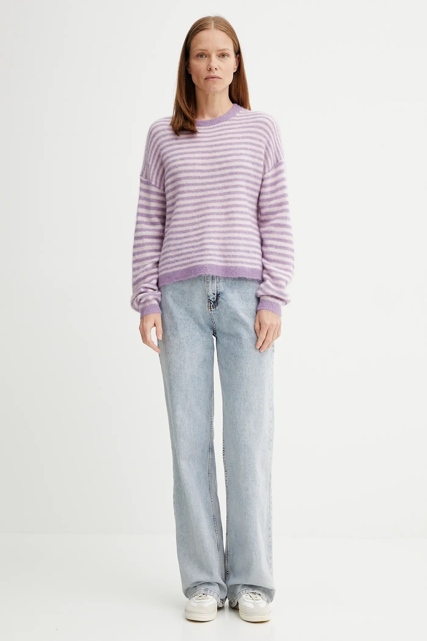 Шерстяной свитер American Vintage цвет розовый лёгкий NEN18C