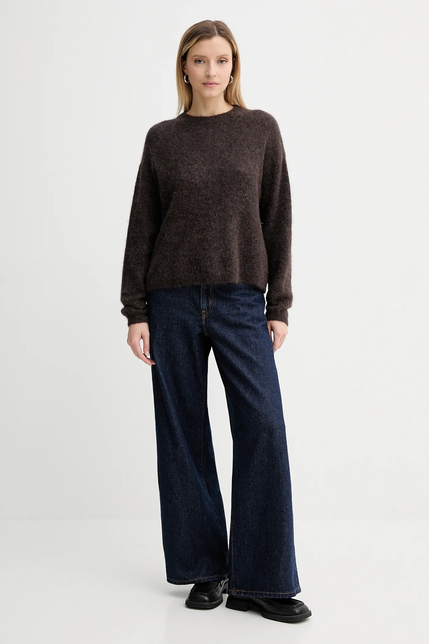 Шерстяной свитер American Vintage цвет коричневый лёгкий NEN18C