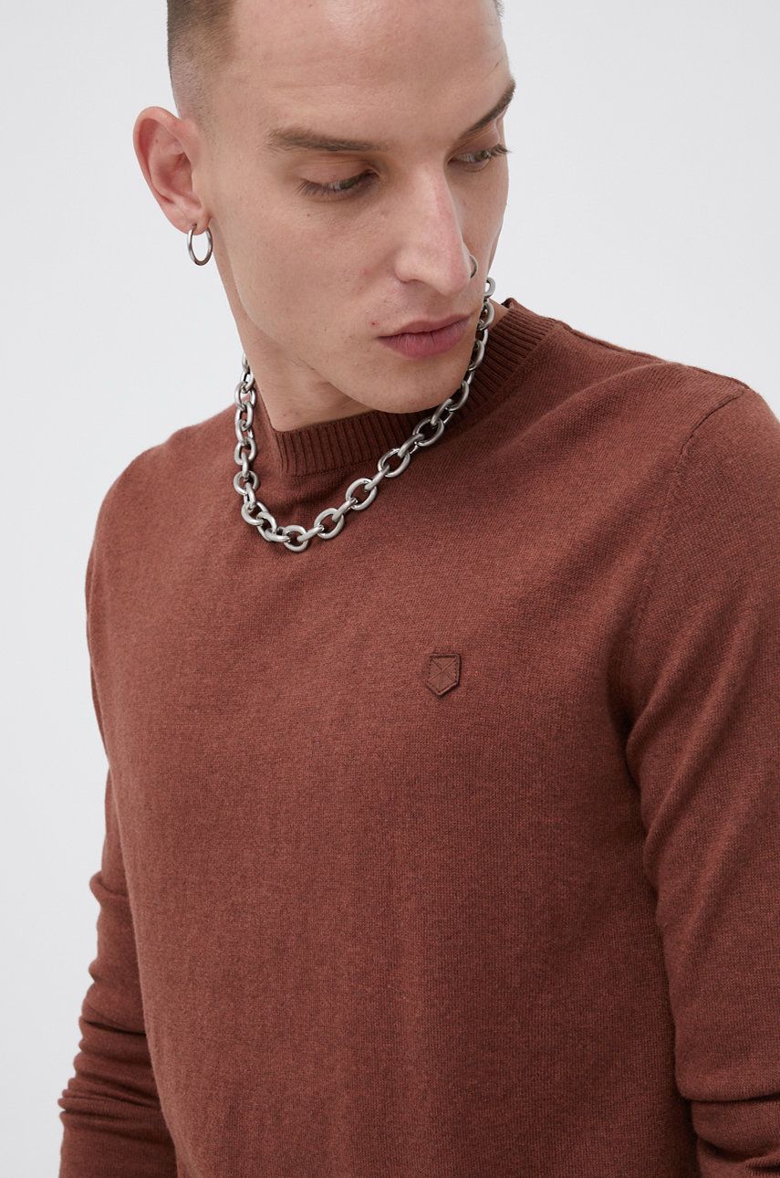 Premium by Jack&Jones Sweter z domieszką kaszmiru męski kolor brązowy