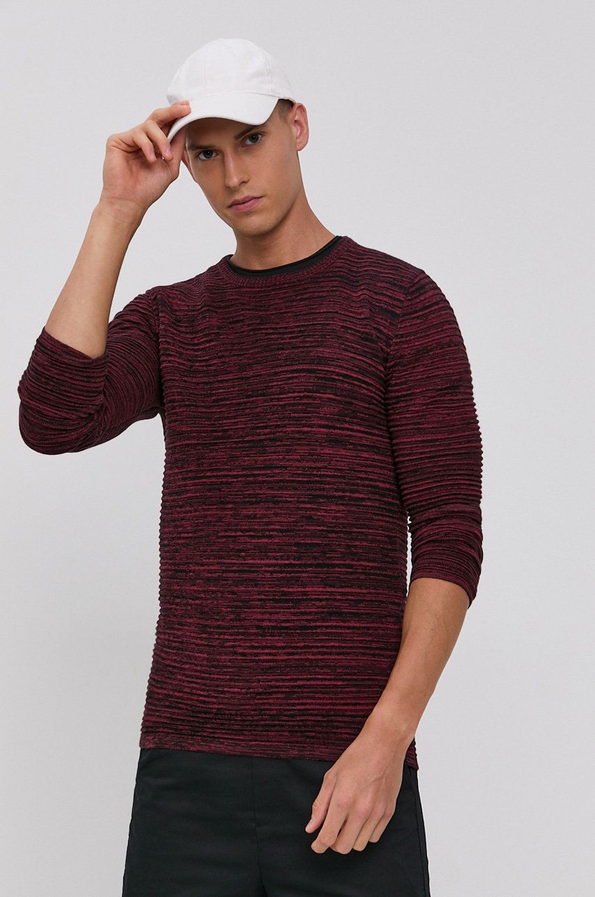 Solid Sweter męski kolor bordowy