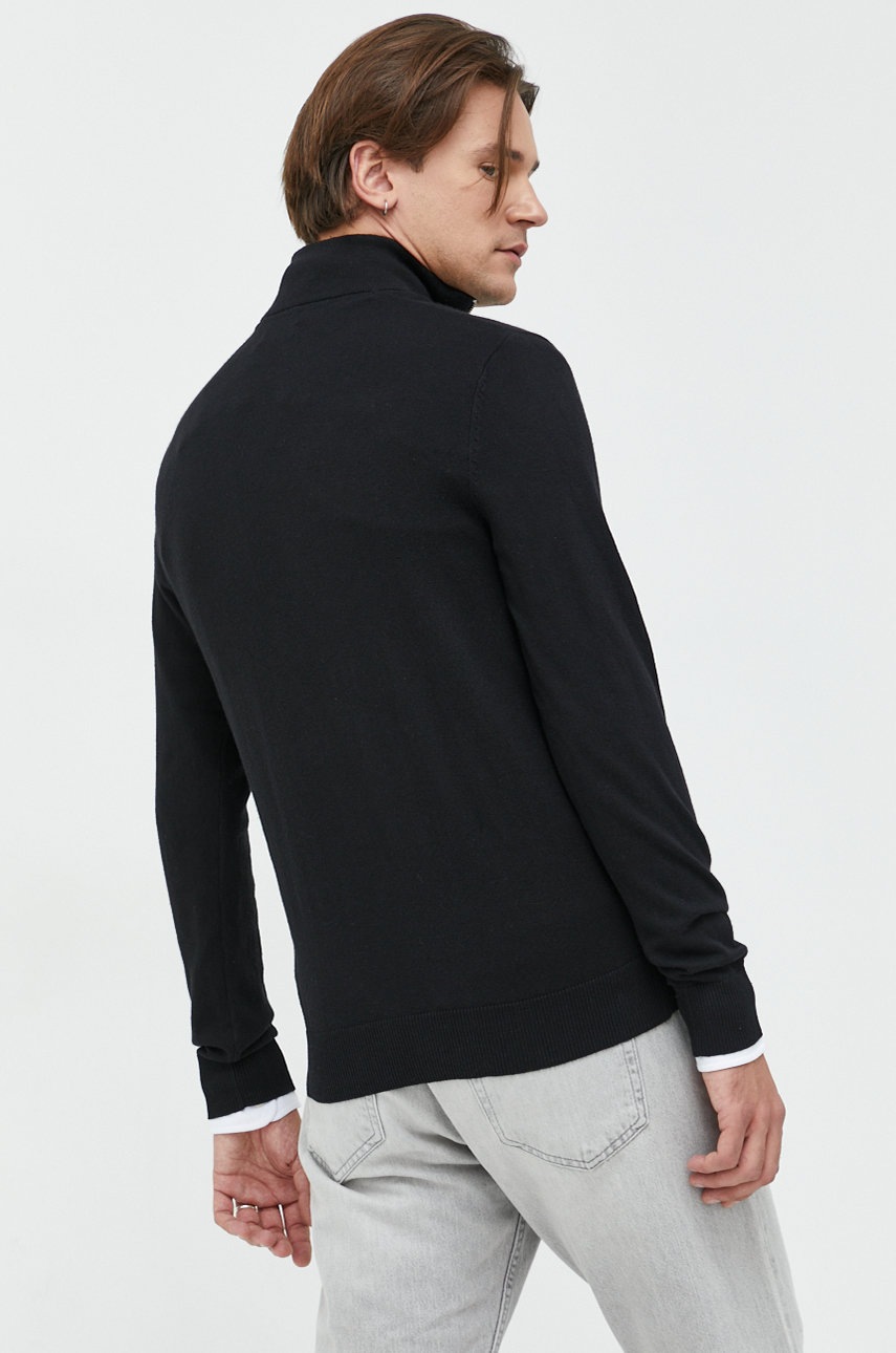 

Свитер Jack & Jones мужской цвет чёрный лёгкий с полугольфом