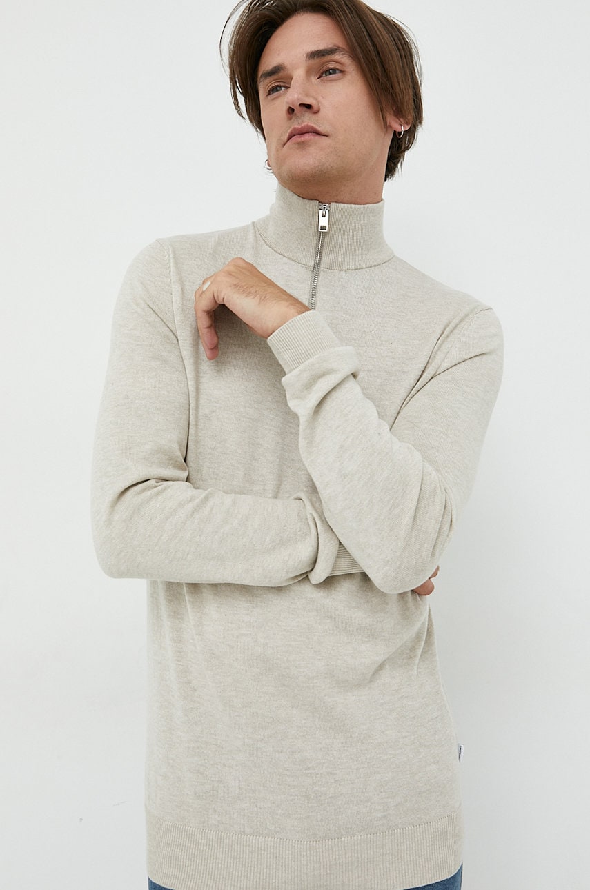 Jack & jones pulover barbati, culoarea bej, light, cu turtleneck
