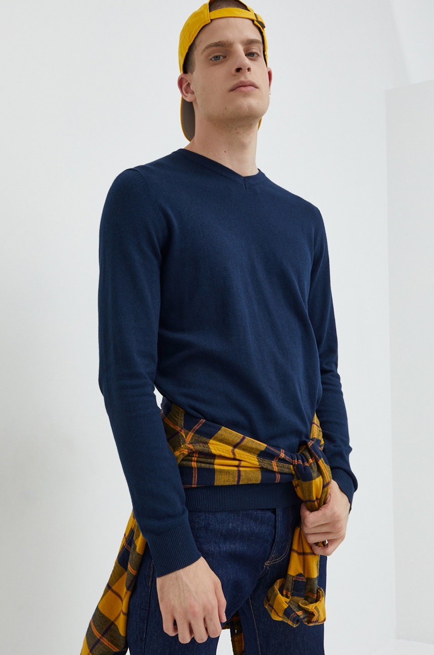 

Пуловер Jack & Jones мъжки в тъмносиньо от лека материя, Тъмносин