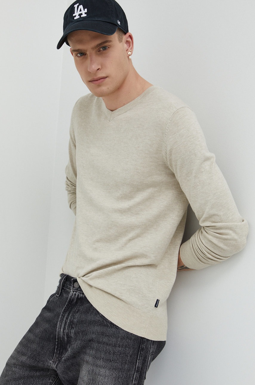 

Свитер Jack & Jones мужской цвет бежевый лёгкий