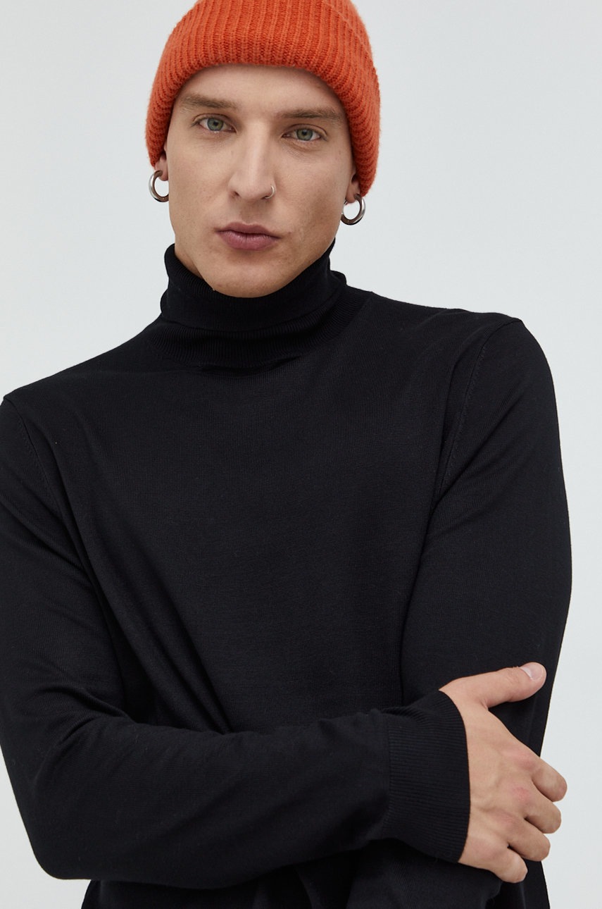 Only & sons pulover barbati, culoarea negru, light, cu guler