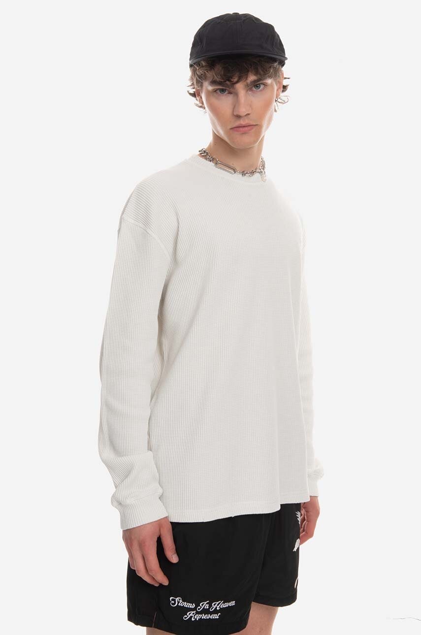 Levně Bavlněný svetr Guess Washed Waffle Ls M3GP00KBB20 F8DT bílá barva, lehký