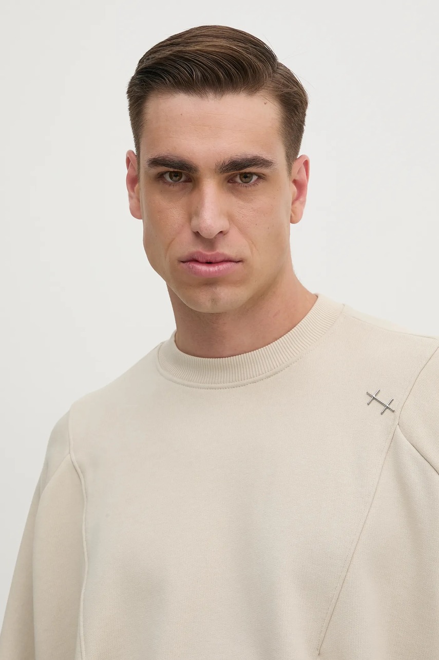 Βαμβακερή μπλούζα Heliot Emil χρώμα: μπεζ, SS25_M_08_062_ST18_CO φωτογραφία