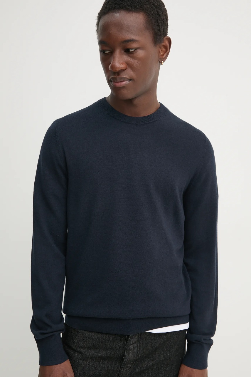 Μάλλινο πουλόβερ Filippa K ανδρικό, χρώμα: ναυτικό μπλε, 28928 φωτογραφία