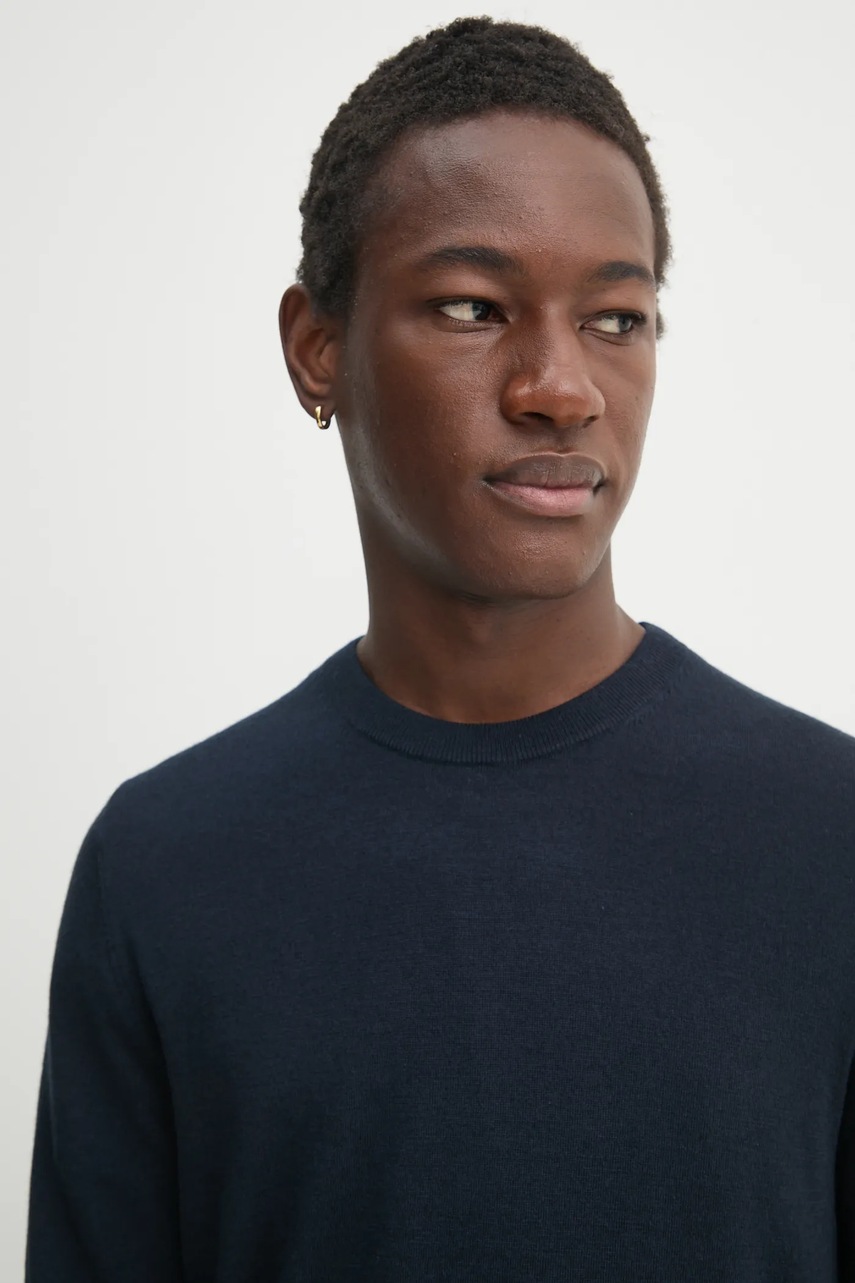 Μάλλινο πουλόβερ Filippa K ανδρικό, χρώμα: ναυτικό μπλε, 28928 φωτογραφία