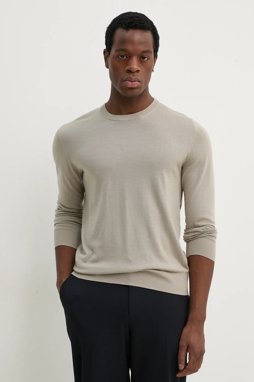 Filippa K pulover de lana barbati, culoarea gri, light, 28928