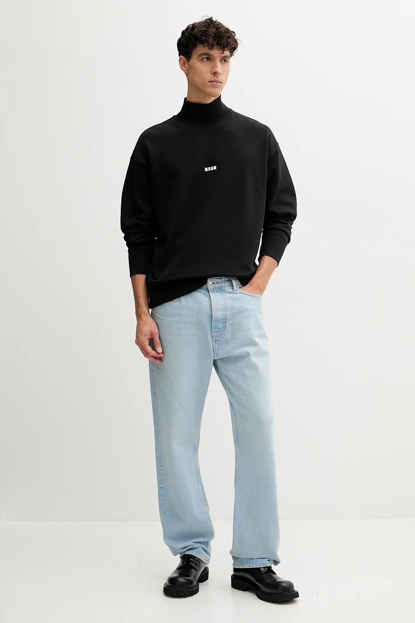 Хлопковая кофта MSGM цвет чёрный с принтом 2000MM508.300000