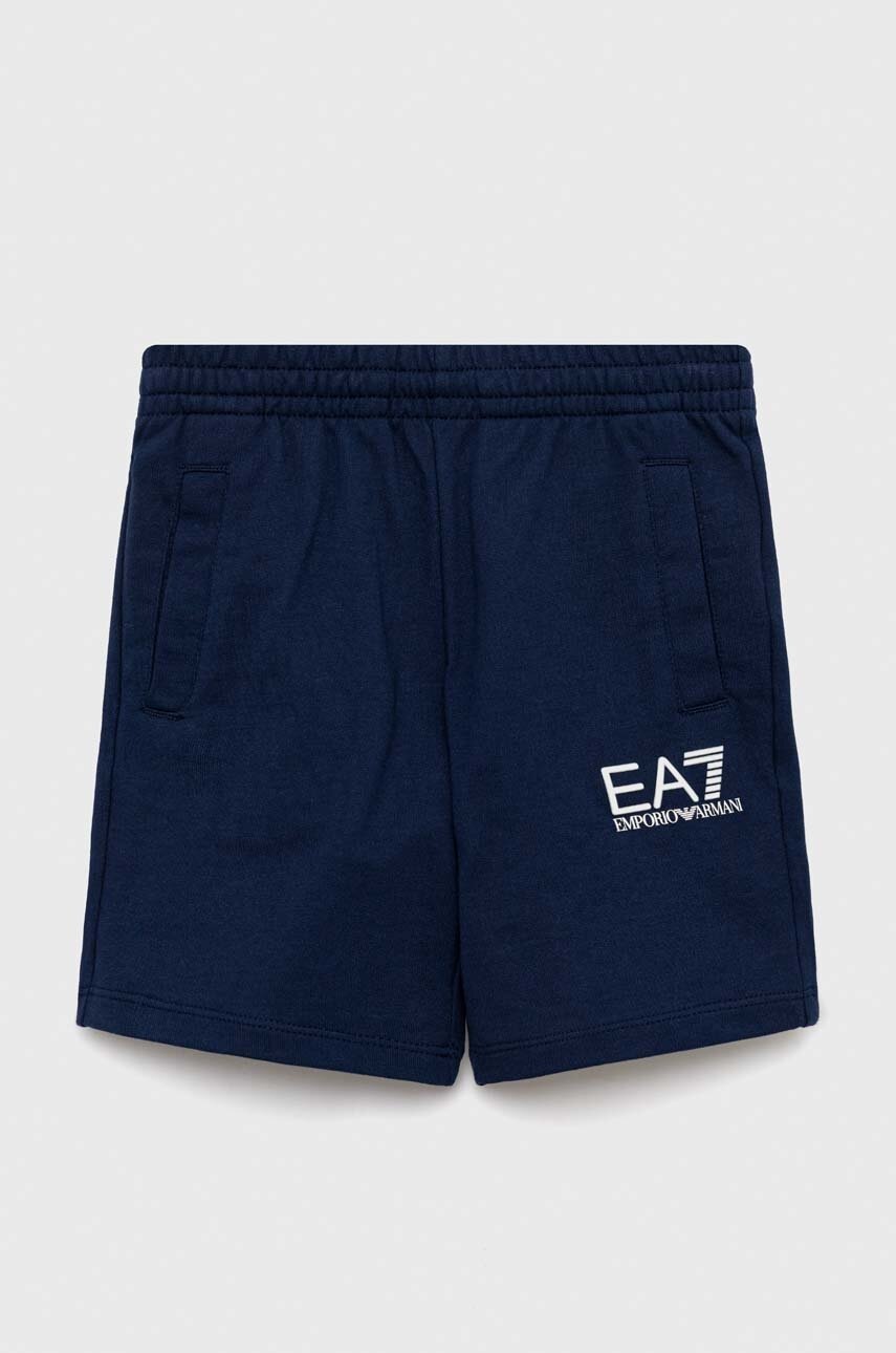 EA7 Emporio Armani pantaloni scurți din bumbac pentru copii culoarea albastru marin