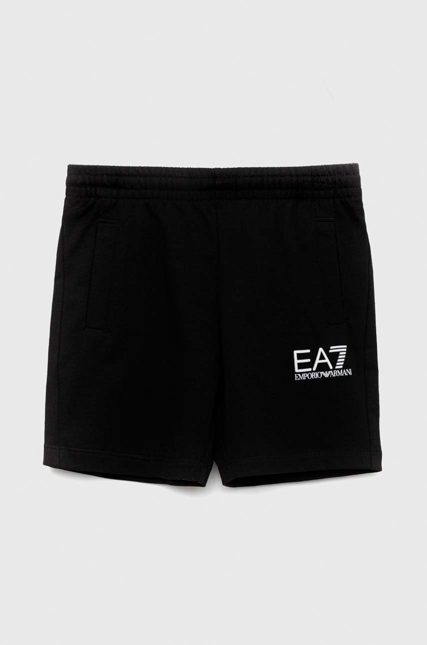 EA7 Emporio Armani pantaloni scurți din bumbac pentru copii culoarea negru