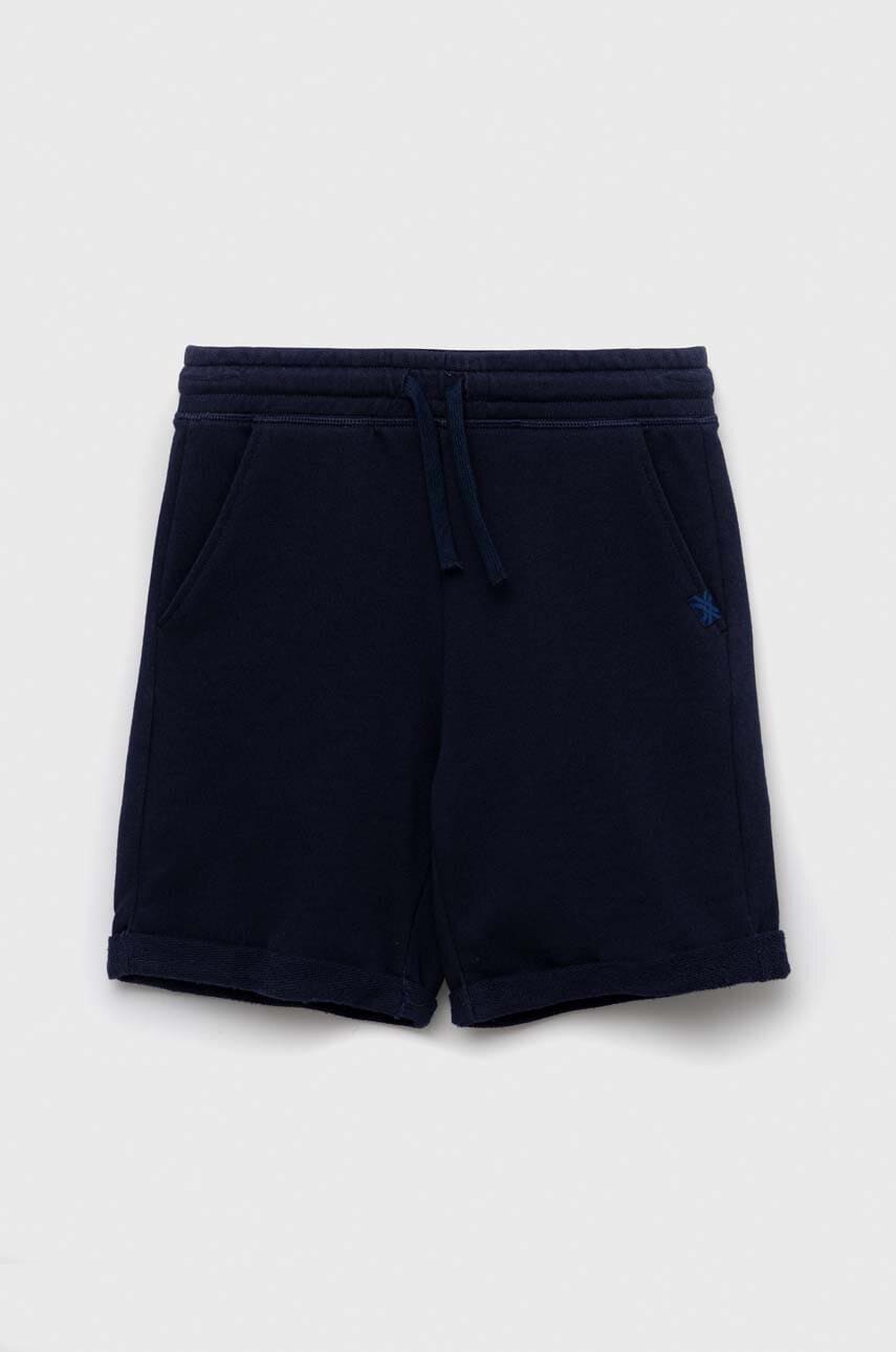 United Colors of Benetton pantaloni scurți din bumbac pentru copii culoarea albastru marin, talie reglabila United Colors of Benetton pantaloni scurți din bumbac pentru copii culoarea albastru marin, talie reglabila