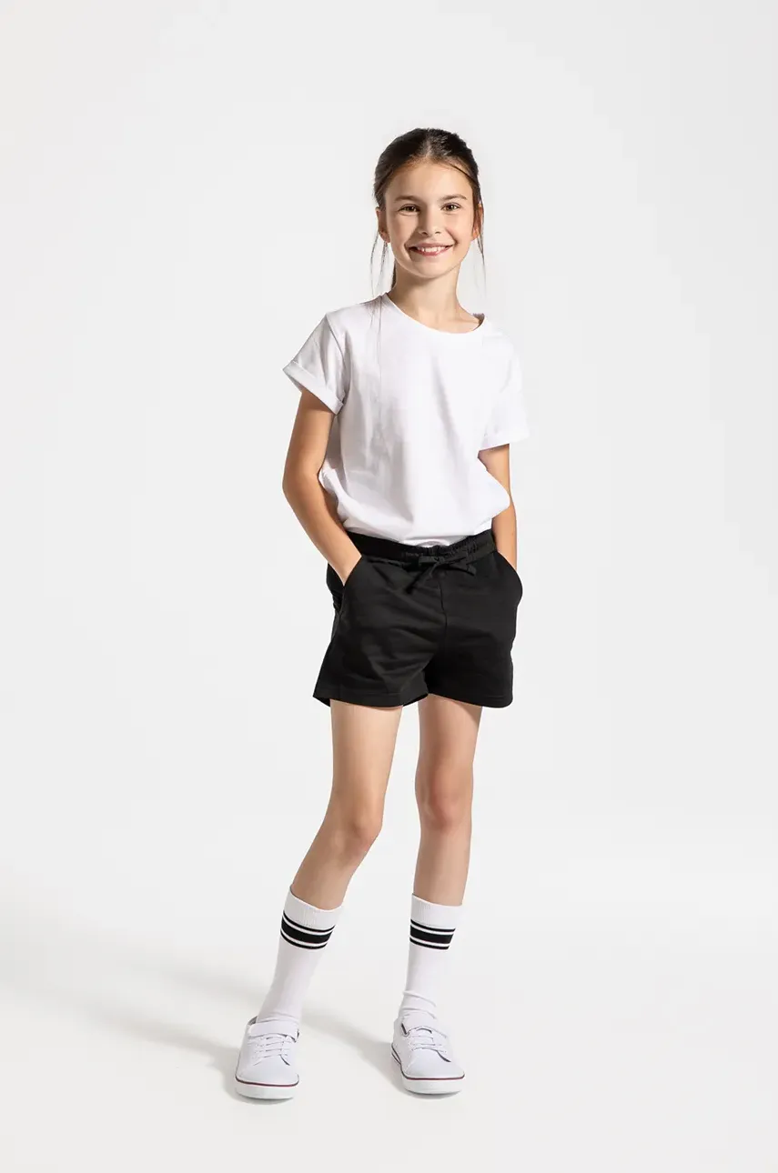 Coccodrillo pantaloni scurți din bumbac pentru copii culoarea negru, Basic Girl