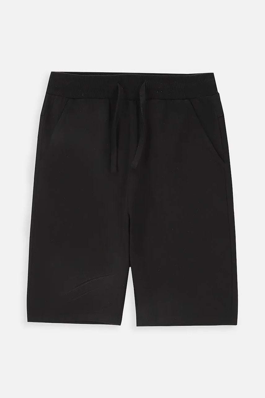 Coccodrillo pantaloni scurți din bumbac pentru copii culoarea negru, talie reglabila, Basic Boy Coccodrillo pantaloni scurți din bumbac pentru copii culoarea negru, talie reglabila, Basic Boy