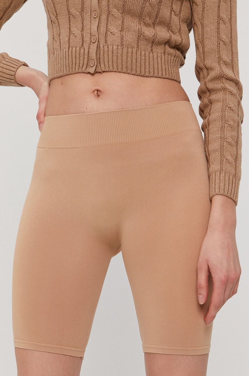 Pieces Pantaloni scurți femei, transparent, material neted, medium waist ANSWEAR ANSWEAR