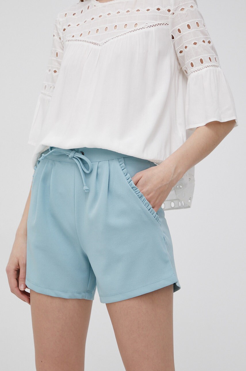 Jdy pantaloni scurti femei, culoarea turcoaz, neted, medium waist