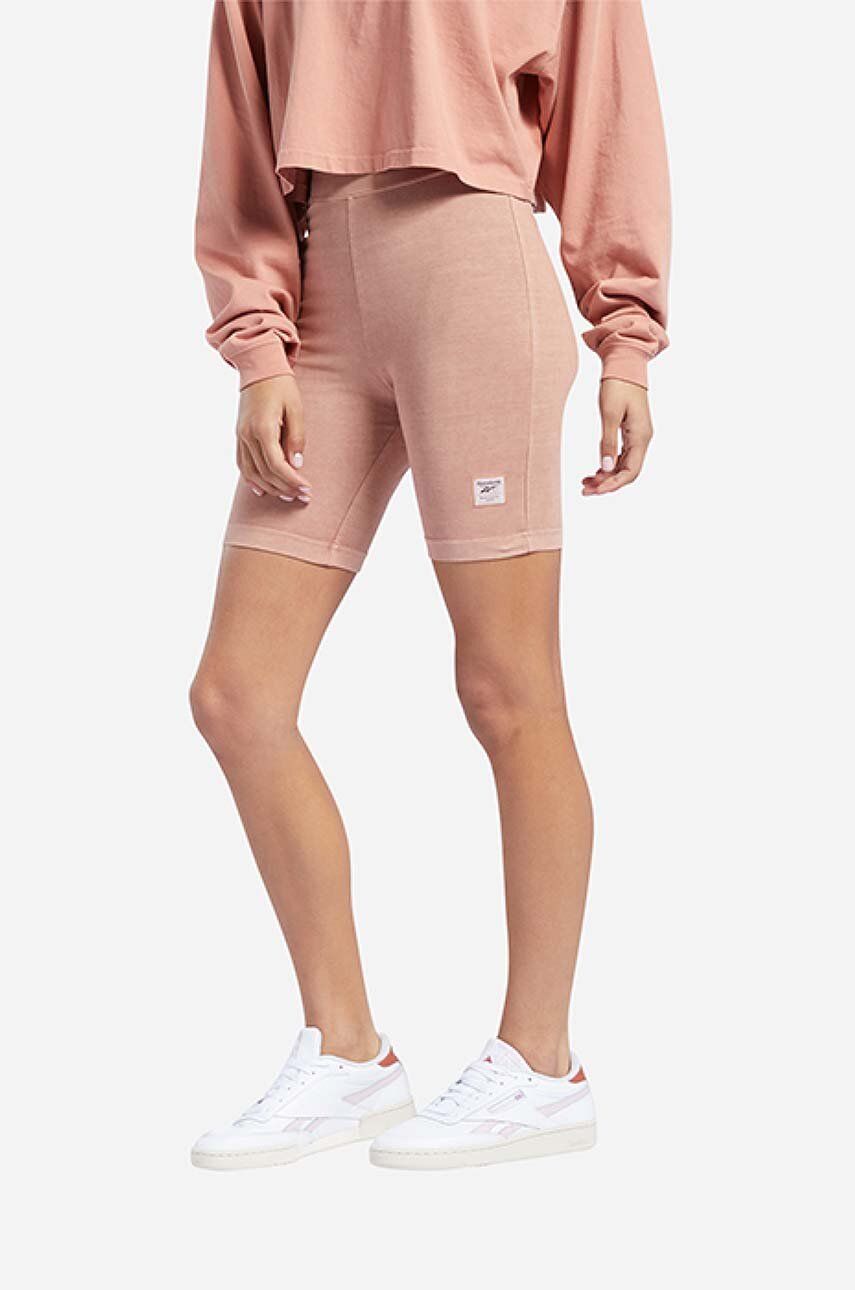 Reebok Classic pantaloni scurți Cancor femei, culoarea roz, uni, medium waist H49237-pink