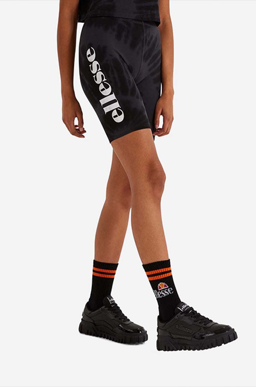 Kraťasy Ellesse Tour Tie Dye dámské, černá barva, vzorované, medium waist, SGL11283-BLACK