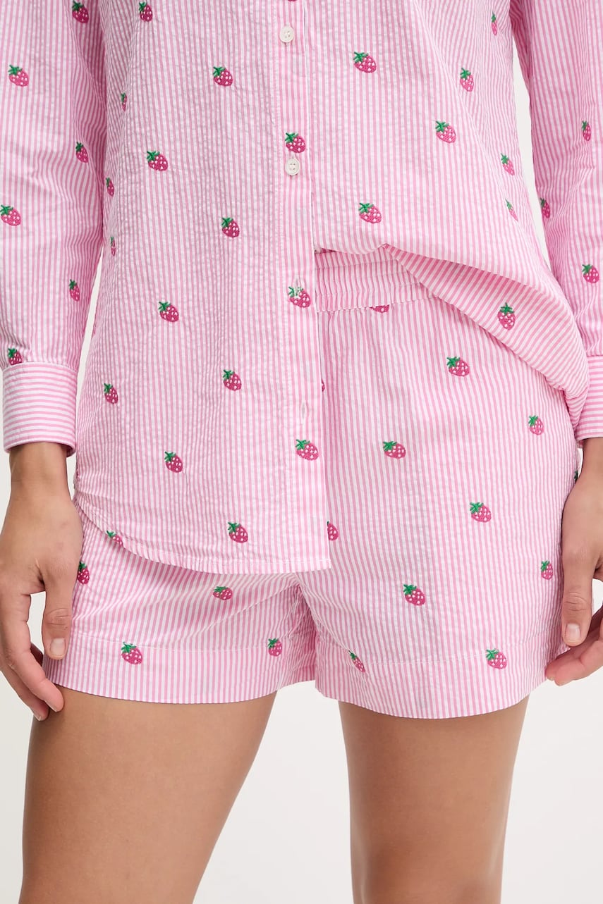MC2 Saint Barth pantaloni scurți din bumbac culoarea roz, cu imprimeu, high waist, MEA002 01430H