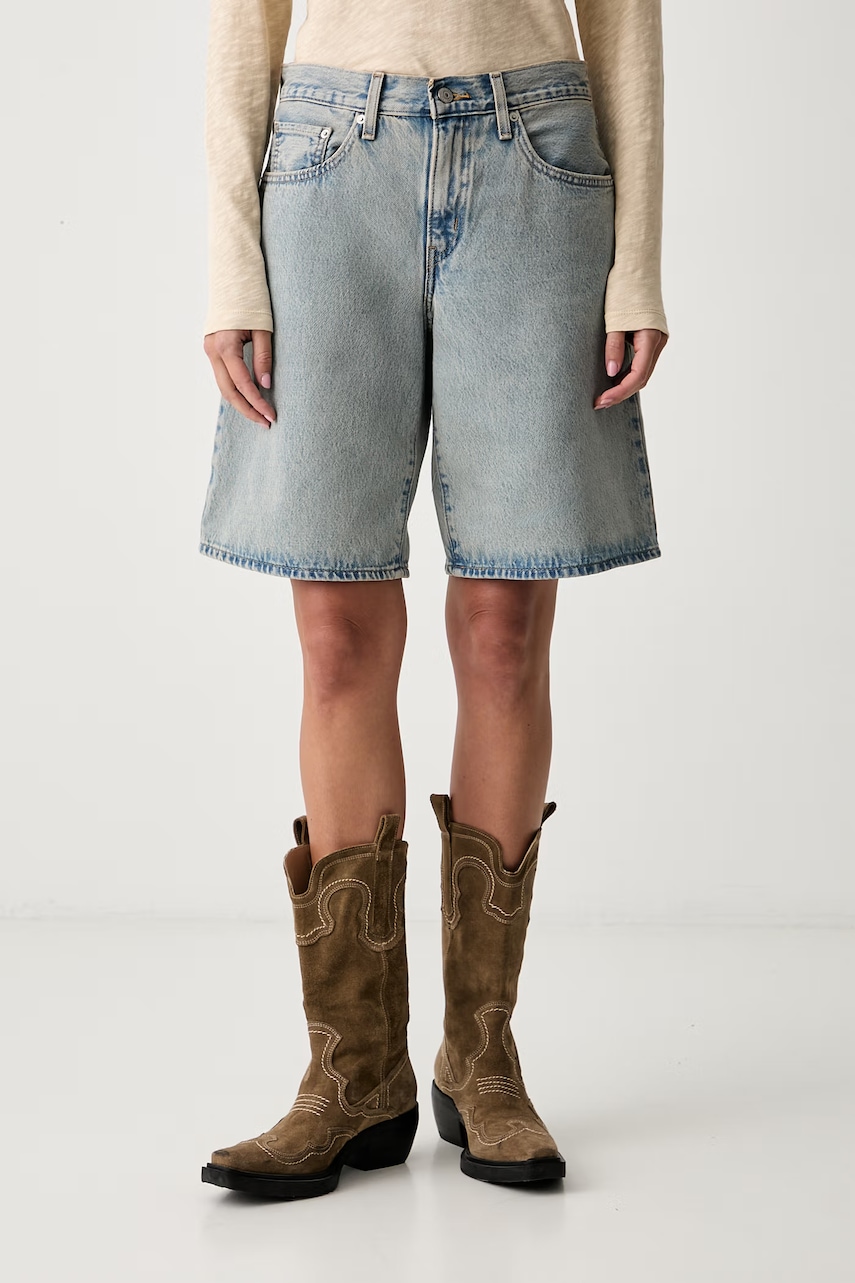 Levi's σορτς γυναικεία βαμβακερά SQUARE PEG