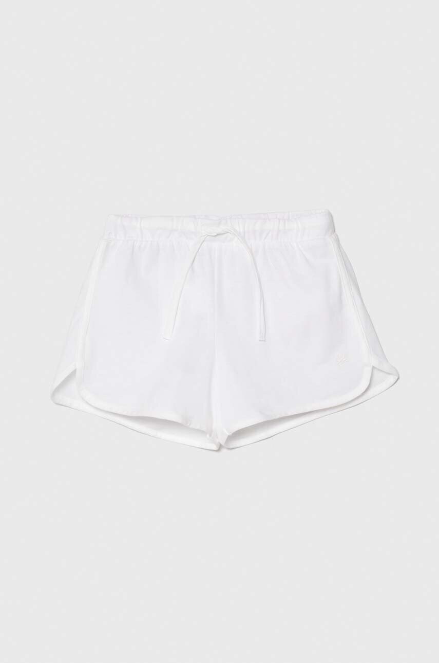 United Colors of Benetton pantaloni scurti din bumbac pentru copii culoarea alb, neted, talie reglabila