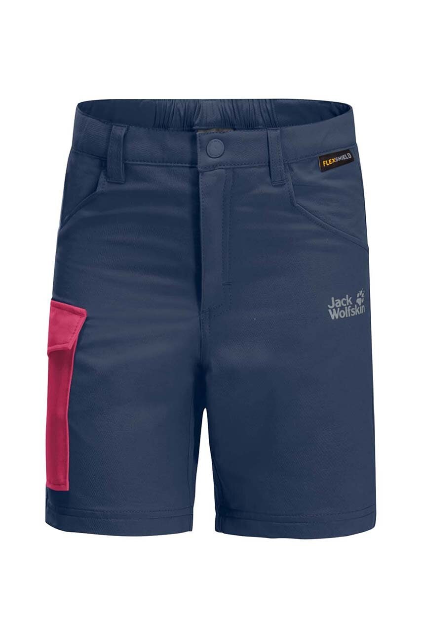 Dětské kraťasy Jack Wolfskin ACTIVE SHORTS K vzorované - modrá -  100 % Recyklovaný polyester