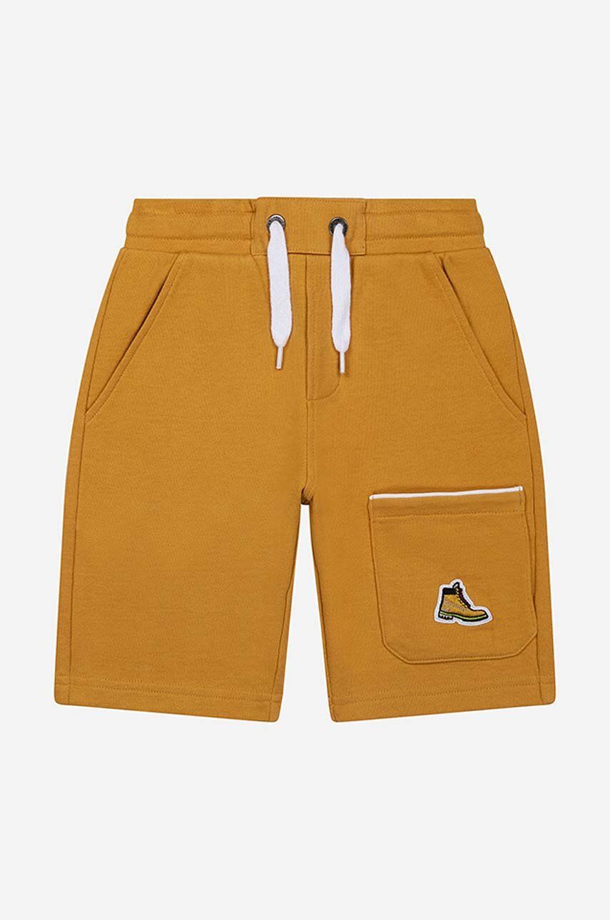 Dětské kraťasy Timberland Bermuda Shorts žlutá barva, hladké, nastavitelný pas - žlutá -  80 % 